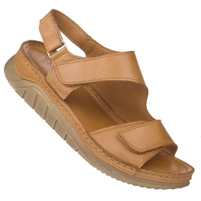 Skórzane Sandały damskie Maciejka L4495-29 rudy na platformie