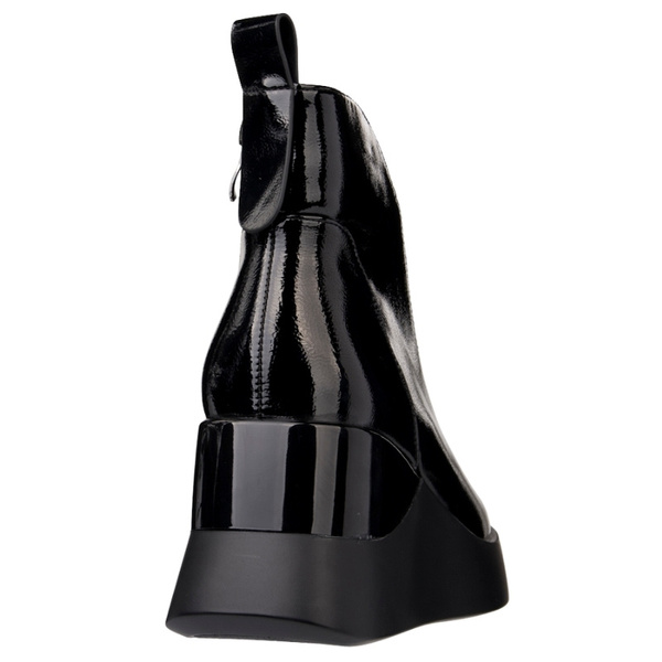 Lakierowane Botki damskie na koturnie D&A S.Barski MR52-104 czarne