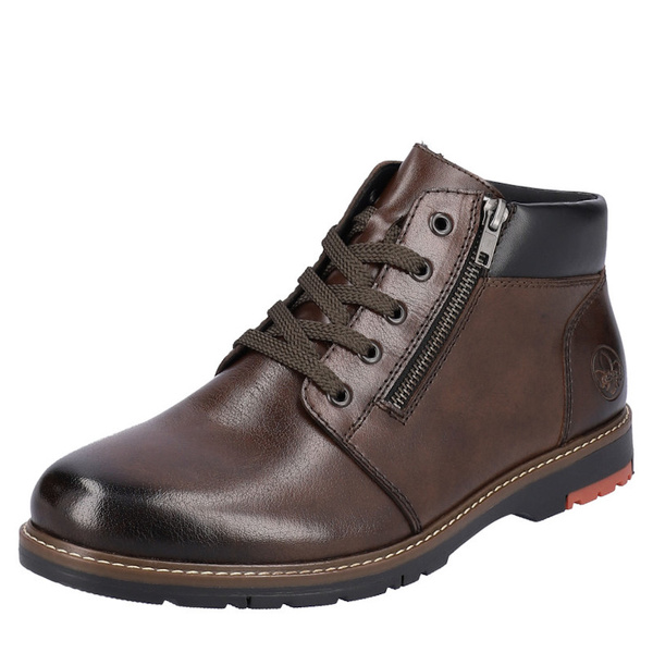 Trzewiki męskie zimowe Rieker 10502-25 brown brązowe skórzane ciepłe