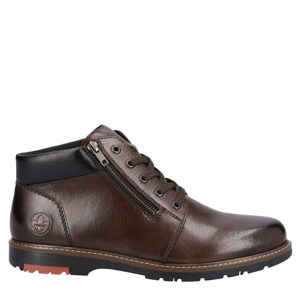 Trzewiki męskie zimowe Rieker 10502-25 brown brązowe skórzane ciepłe