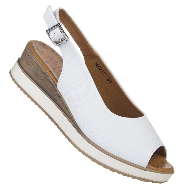 Sandały na koturnie damskie Artiker 56C2317 białe skórzane