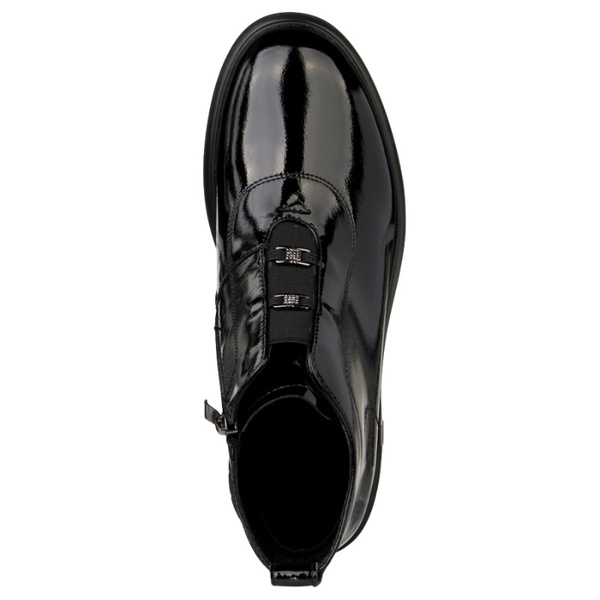 Lakierowane Botki z ozdobami D&A S.Barski MR52-118 czarne skórzane