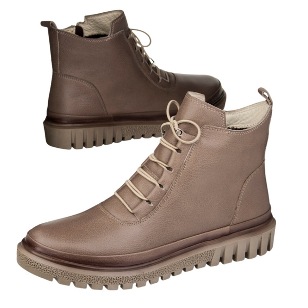 Beżowe botki damskie skórzane Artiker 55C1527 ocieplane trzewiki zimowe