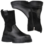 Czarne botki damskie Filippo DBT7163/25 BK skórzane ze stretchem