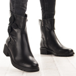 Skórzane Botki damskie Bioeco Arka 7969 czarne eleganckie ocieplone