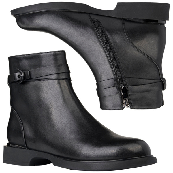 Czarne eleganckie botki damskie Filippo DBT7357/25 BK skórzane ocieplone