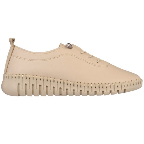 Skórzane półbuty na platformie T. Sokolski 4000 Beige beżowe wiązane