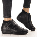 Skórzane botki damskie na rzepy Axel 1726 czarne tęgość H na haluksy