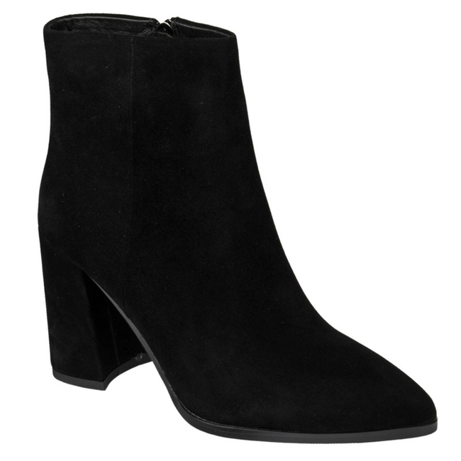 Zamszowe botki na obcasie damskie Venezia V426-00669-02BLA czarne