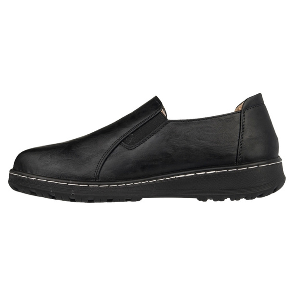 Buty na szerokie stopy damskie Potocki 90352BK czarne z zamkiem