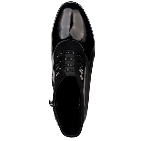 Lakierowane Botki damskie D&A S.Barski MR52-144 czarne skórzane