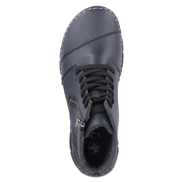 Granatowe Botki trzewiki damskie Rieker 55034-14 blue ciepłe zimowe