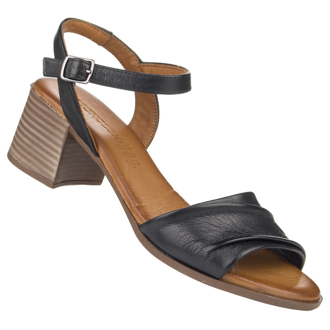 Czarne Sandały skórzane damskie T.Sokolski MIR L25-705 Blk