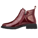 Lakierowane Botki z ozdobami D&A S.Barski MR52-118 wine bordowe skórzane
