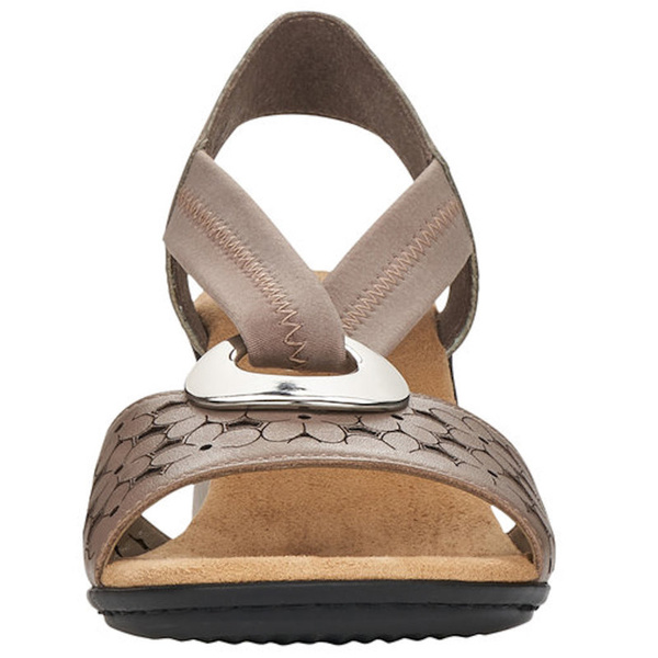 Wsuwane Sandały na klocku damskie Rieker 64677-64 beige beżowe