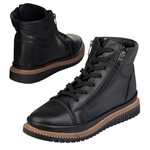 Czarne botki damskie Artiker 55C0787 skórzane podwójny zamek ciepłe