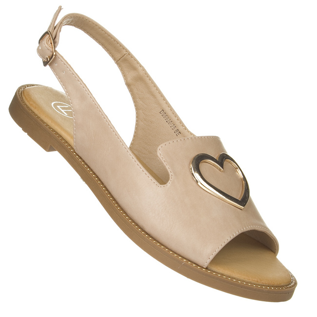 Beżowe sandały damskie Filippo DS6926/25 BE ze złotym serduszkiem
