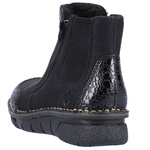 Czarne Botki damskie Rieker 73355-00 black eko-skórzane szerokie