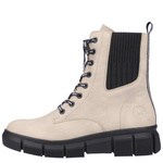 Beżowe Botki workery damskie Rieker X3414-60 ciepłe zimowe ocieplone