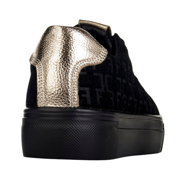 Czarne sneakersy na platformie damskie Filippo 6850/25 skórzane zamszowe