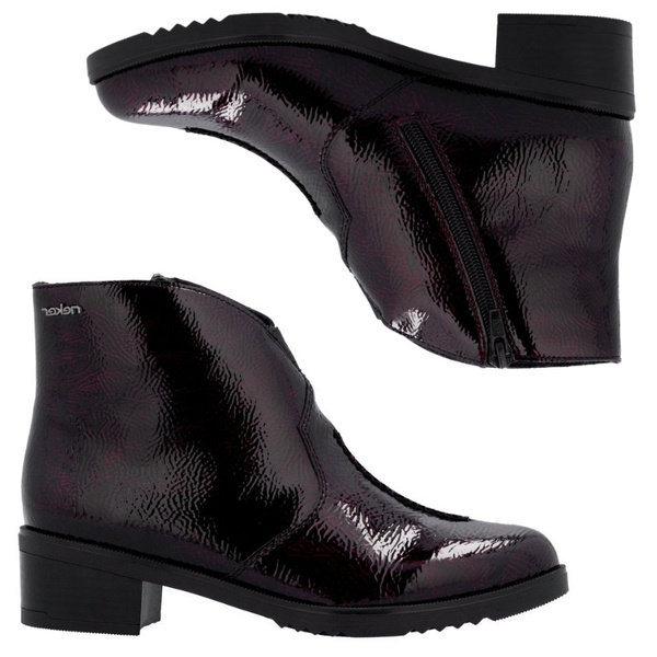 Botki damskie Rieker Y0553-35 red bordowe lakierowane