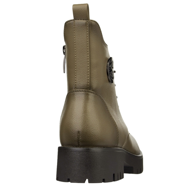 Botki khaki damskie Potocki 12672KH zielone na grubej podeszwie ocieplone