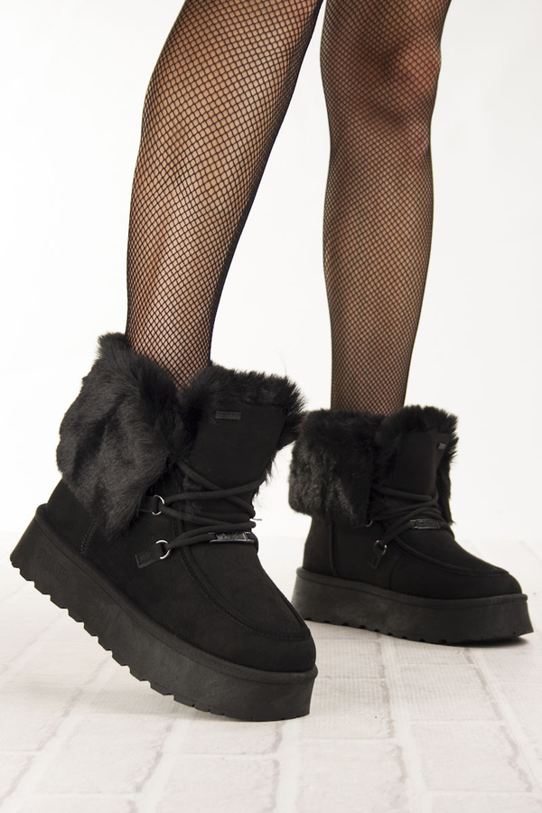 Śniegowce damskie mukluki Big Star SS274113 czarne ciepłe z futerkiem