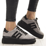 Szare sneakersy na platformie damskie Filippo DP7175/25 GR skórzane