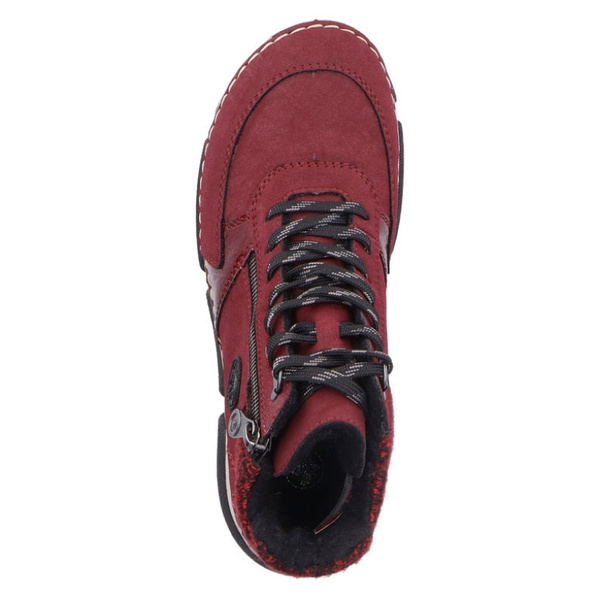 Czerwone sneakersy zimowe botki Rieker 45960-35 red skórzane 
