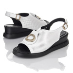 Sandały na koturnie damskie Filippo DS6873/25 WH białe skórzane