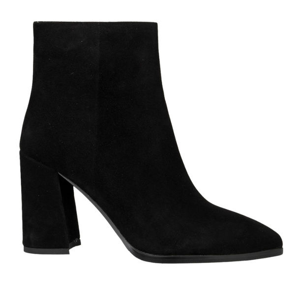 Zamszowe botki na obcasie damskie Venezia V426-00669-02BLA czarne