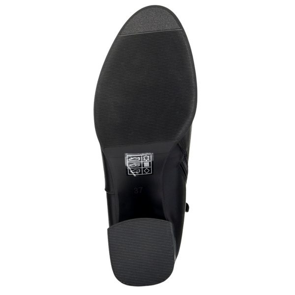 Czarne botki na obcasie damskie Filippo DBT7377/25 skórzane ocieplone