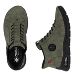 Zielone Botki trzewiki damskie Rieker 44550-54 ciepłe zimowe wsuwane