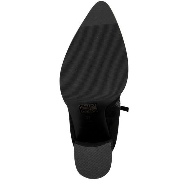 Zamszowe botki na obcasie damskie Venezia V426-00669-02BLA czarne