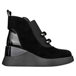 Zamszowe Botki damskie na koturnie D&A S.Barski MR52-106 czarne