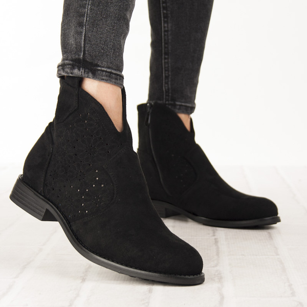 Botki kowbojki zamszowe damskie S.Barski HY52-532 czarne