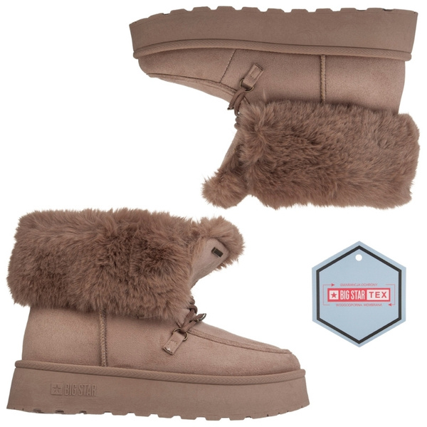 Śniegowce damskie mukluki Big Star SS274114 beżowe ciepłe z futerkiem