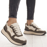 Sneakersy sportowe na platformie damskie Filippo DP7103 WH BR skórzane