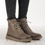 Beżowe botki damskie skórzane Artiker 55C1527 ocieplane trzewiki zimowe