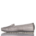 Srebrne mokasyny damskie D&A Barski LR51-546 pewter skórzane