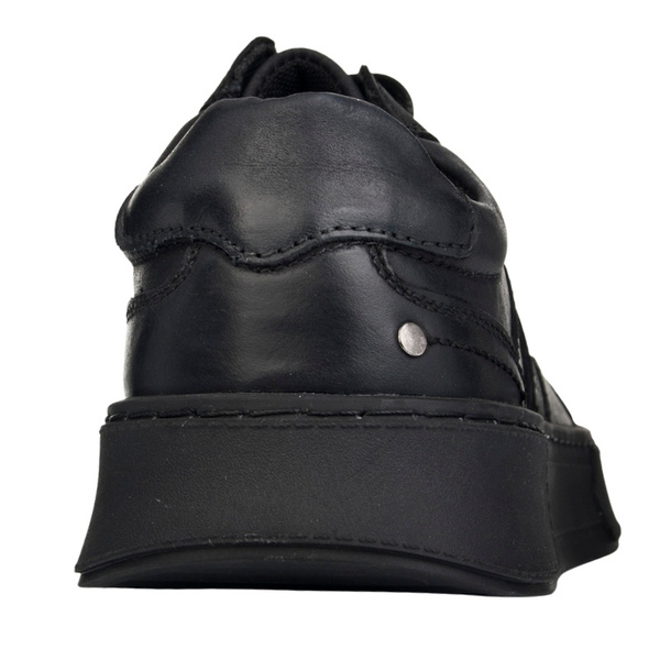 Skórzane sneakersy męskie T.Sokolski SHI J25-06 BLK czarne wiązane