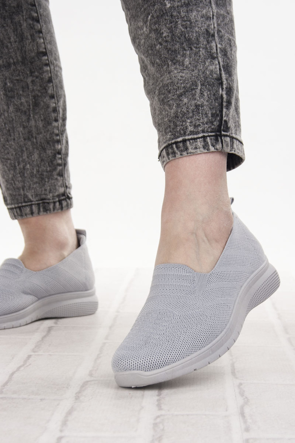 Sneakersy materiałowe damskie Potocki 16330GR szare buty slip-on