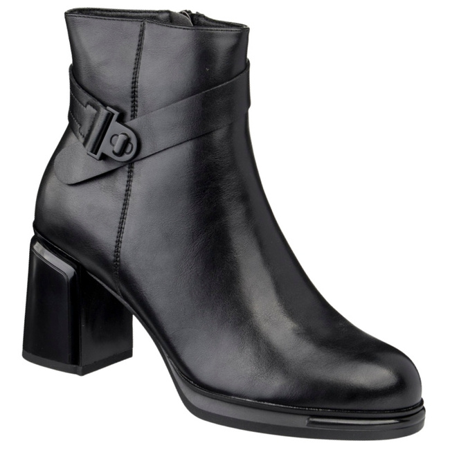 Skórzane Botki damskie T.Sokolski POW 217 BLK na obcasie ocieplone