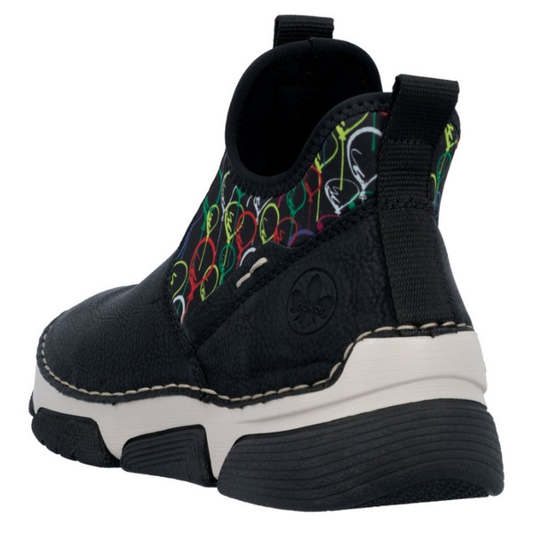 Czarne wsuwane botki damskie Rieker 45957-00 black baloniki skórzane