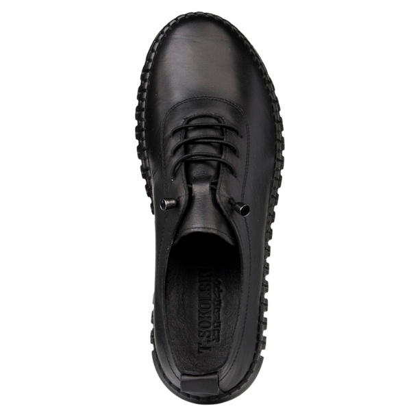 Skórzane półbuty na platformie T. Sokolski 4000 BLK czarne wiązane