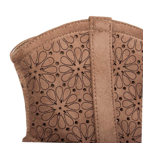 Ażurowe botki na obcasie S. Barski HY52-514 coffee beżowe kowbojki