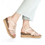 Sandały damskie na koturnie wsuwane różowe Rieker 63778-31 rose