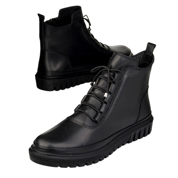 Botki czarne damskie skórzane Artiker 55C1528 ocieplane trzewiki zimowe