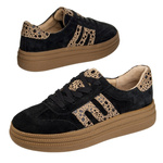 Czarne sneakersy na platformie damskie Filippo 7114/25 BK skórzane
