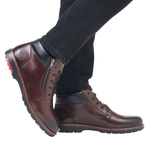 Trzewiki męskie zimowe Rieker 10502-25 brown brązowe skórzane ciepłe